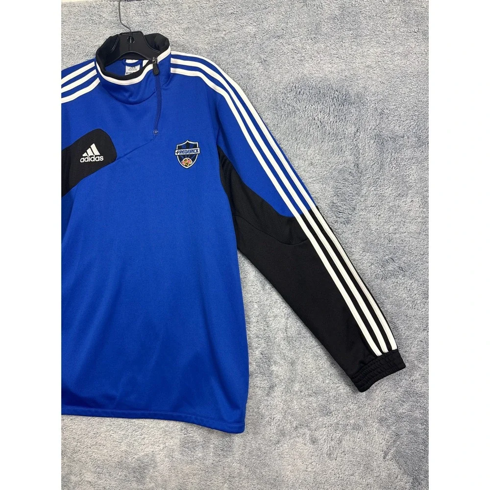 Adidas Mens XL Blue ClimaCool Frederick Soccer Quarter Zip Training Top Pullover